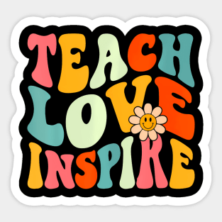 Teach Love Inspire Bach to School Teacher Women Groovy Sticker